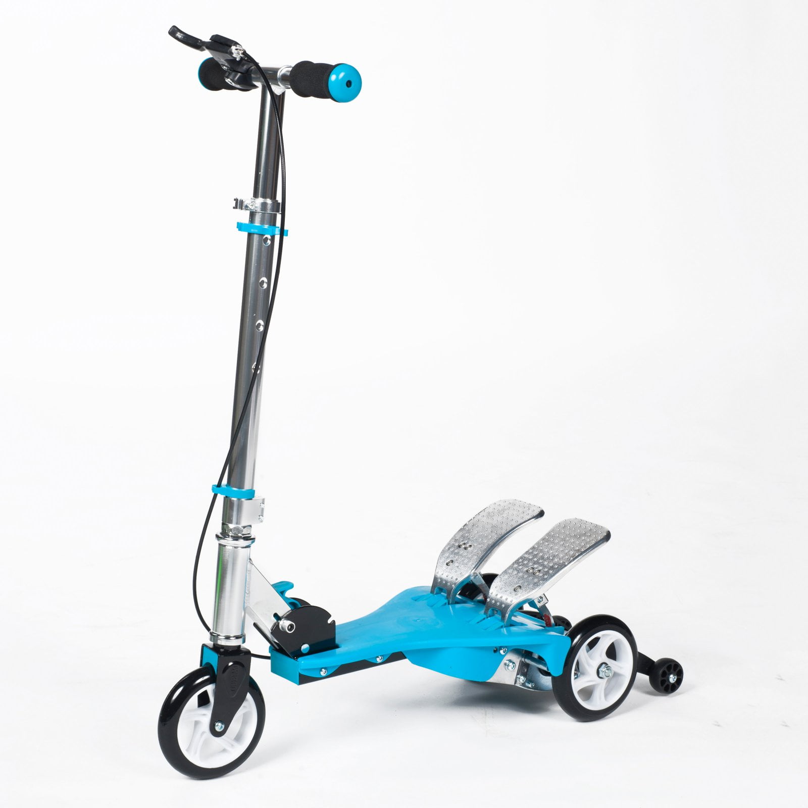 Kids scooter propelled by pedaling in blue color