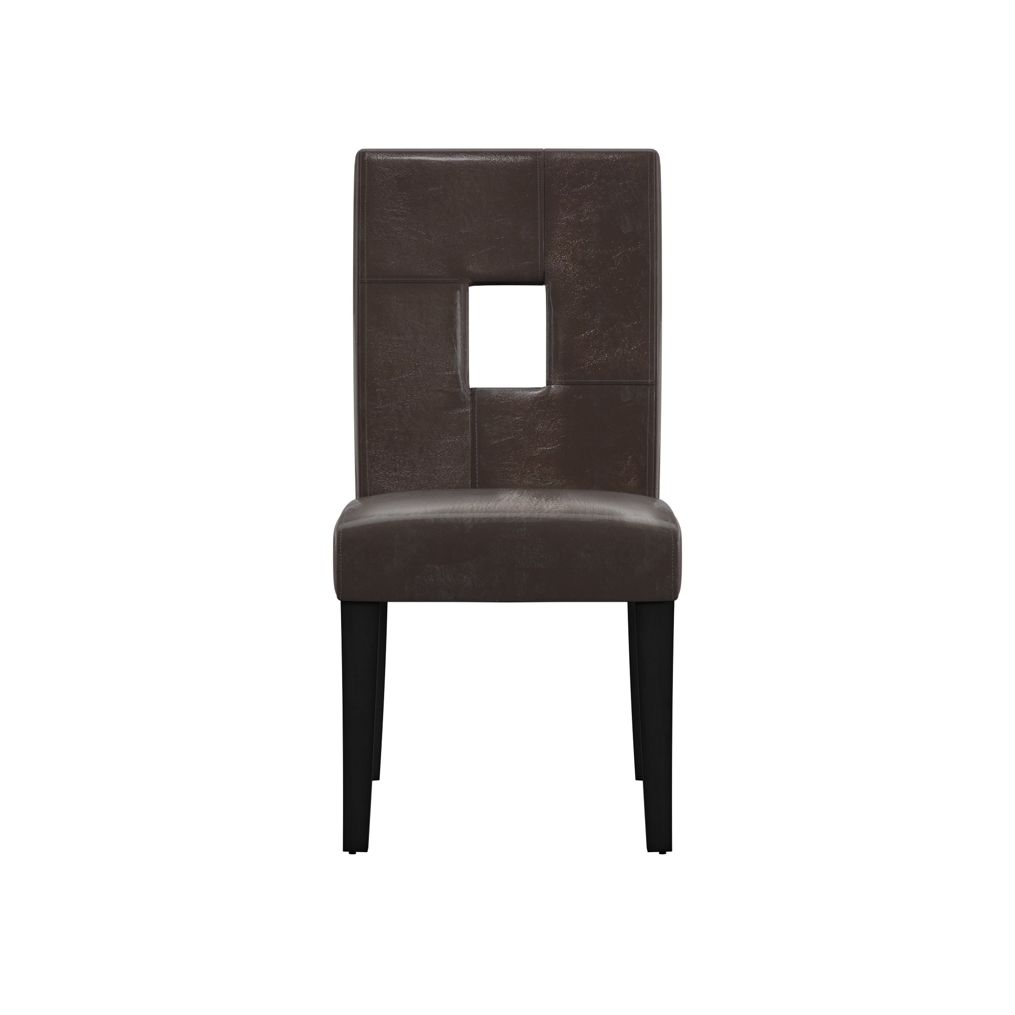 Weston Home Landen Keyhole Faux Leather Dining Side Chair, Dark Brown (Set of 2)