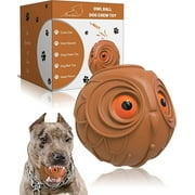 Giggle Ball for Dogs Indestructible Dog Toys for Aggressive Chewers Dog Ball Toy for Puppy Medium Large Dogs Natural Rubber Cute Owl Hoot Fun Giggle Sounds When Rolled or Shaken (Brown Owl)
