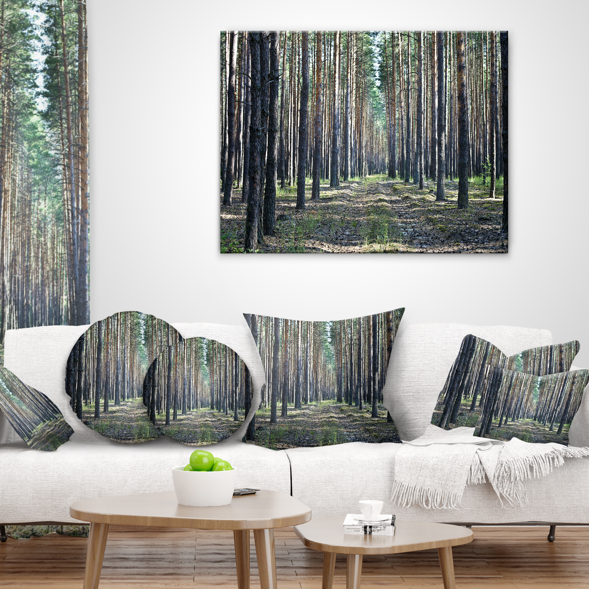Designart Forest Road in Thick Woods - Modern Forest Throw Pillow - 12x20