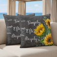 thumbnail image 5 of Pillow Covers 18x18 Set of 2, Yellow Sunflowers Square Throw Pillow Covers for Couch/Sofa/Living Room, Farmhouse Floral Rustic Leaves Dark Grey Decorative Soft Pillowcases for Couch Throw Pillows, 5 of 9