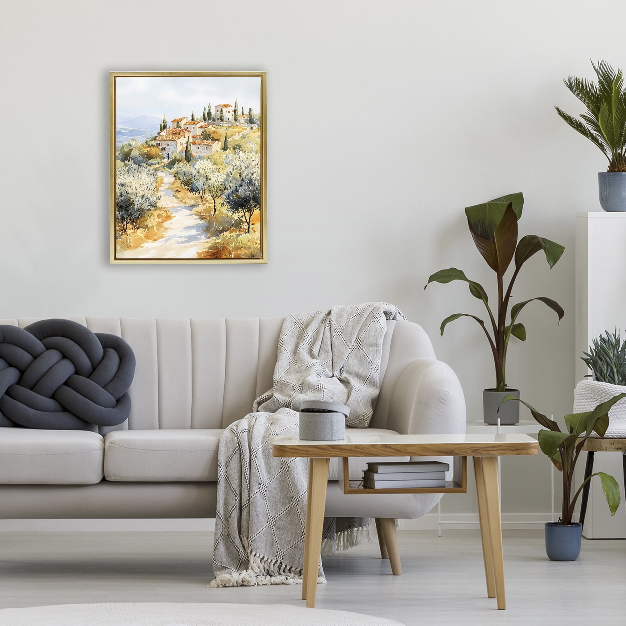 Stupell Industries Tuscan Hilltop Village View Gold Framed Floater Canvas Wall Art, design by LSR Design Studio