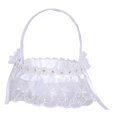 thumbnail image 4 of Satin Flower Basket Fariy Wedding Basket with Handle White Flower Girl Basket for Bridal Engagement Wedding Supplies Ceremony F, 4 of 9