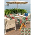 thumbnail image 4 of Outdoor Tablecloth with Umbrella Hole and Zipper, Tropical Botanical Rectangle Table Cloth 54x80 Inch Waterproof Tablecloth, Summer Red Pink Floral Botanical Picnic Table Cover for Patio Camping, 4 of 7