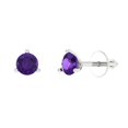 thumbnail image 2 of 1 Ct Round Cut Studs Purple Natural Amethyst 14K White Solid Solid Gold Everyday Dainty Earrings Screw Back, 2 of 7