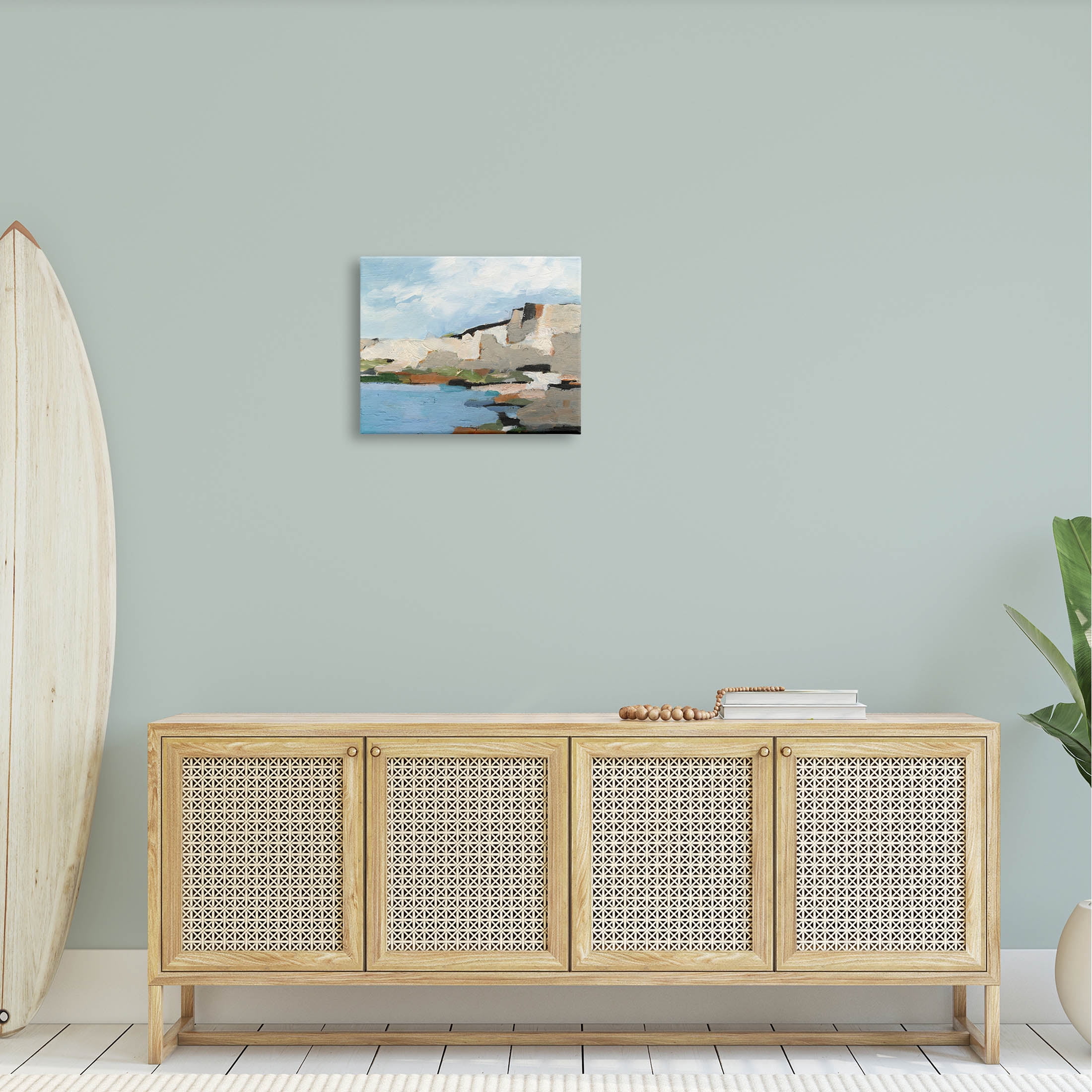 Seaside Cliff Abstract Landscape Landscape Painting Gallery Wrapped Canvas Print Wall Art