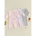 thumbnail image 3 of Loicainy Baby Toddler Girl Fall Clothes Set 6 12 18 24 Months 2T 3T 4T 5T Long Sleeve Crew Neck Striped Tops and Pants Outfits, 3 of 9