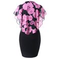 thumbnail image 4 of Women's Casual Tennis Dress Fashion Rose Print Chiffon O Neck Ruffles Dress for Everyday Wear Red XL, 4 of 6