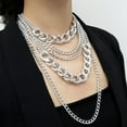 thumbnail image 2 of Punk Women Multi-layer Curb Chain Statement Necklace Rock Hip-hop Jewelry Gift, 2 of 5