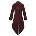 thumbnail image 4 of Lilgiuy Men Casual Solid Halloween Long Sleeve Turndown Suede Tuxedo Stage Costume Jacket Coat Red（）, 4 of 5