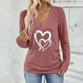 thumbnail image 4 of Xuniizn Valentine's Day Womens Long Sleeve Shirts, Heart Print V Neck Casual Loose Tops, Plus Size Soft Cozy Sweatshirt, Gifts for Her, 4 of 8
