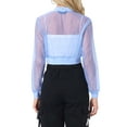thumbnail image 3 of INSPIRE CHIC Bomber Crop Jacket for Women's Sheer Mesh Lightweight Long Sleeve Jackets XL Light Blue, 3 of 6