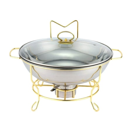 

Round Buffet Chafer with Glass Viewing Lid Food Warmer with Fuel Holder 3.7 Quart Capacity Rectangular Basin for Catering Banquets Parties