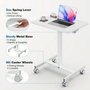 EDX Small Standing Desk with Mobile Portable Rolling Wheels, Height Adjustable desk for Home Office,White