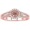 thumbnail image 2 of 1.50 Carat Round Morganite and Diamond Engagement Ring for Women in 14k Rose Gold affordable morganite diamond engagement ring, 2 of 3
