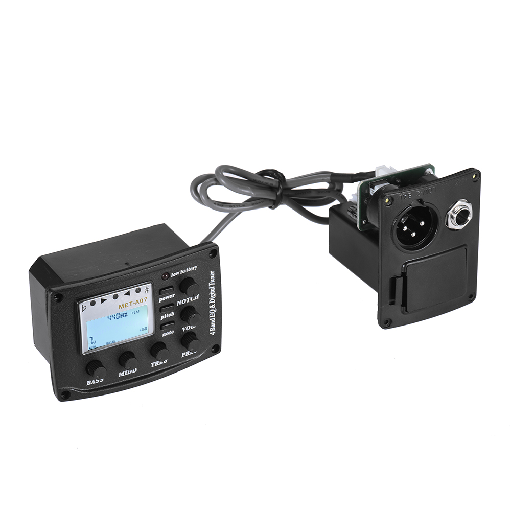 Acoustic Guitar 4Band EQ Equalizer Tone and Amplifier Preamp Piezo Pickup 6.35mm XLR with Note