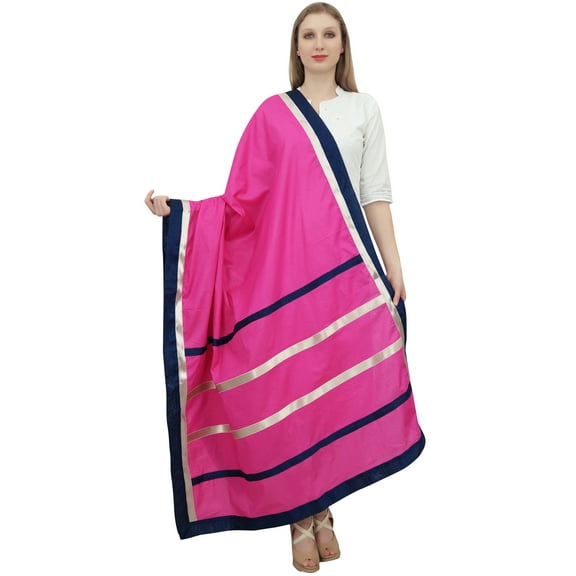 Phagun Indain Women's Cotton Dupatta Hijab Scarf Throw Chunni Neck Wrap-Fuschia Pink