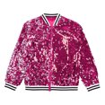 thumbnail image 6 of Aiihoo Kids Sparkly Sequin Bomber Flight Jacket Baseball Jackets Hip-hop Modern Dance Coat Tops Hot Pink 8, 6 of 6