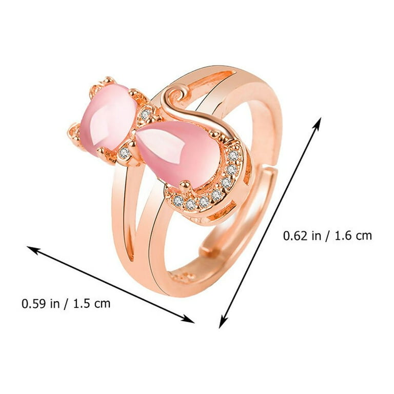 3 pcs Delicate Open Ring Rhinestone Inlaid Female Ring Cat Ring Rose Gold Walmart