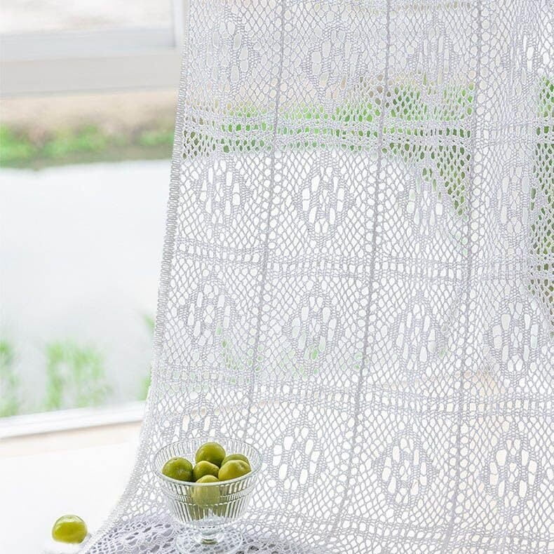 Curtains for Living Room Vintage Crochet Lace Curtains for Farmhouse Retro Hollow Sheer Curtain Panels for Window Treatment Light Filtering Cotton Curtain Drapes for Patio 1 Panel