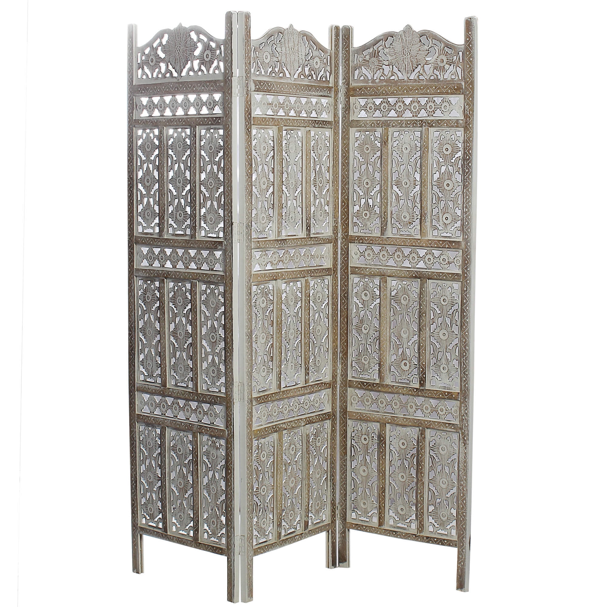 3 Panel Traditional Room Divider , Burnt Vintage