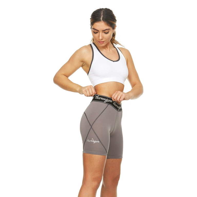 Thermajane Yoga Compression Workout Shorts for Women (XXX-Large, Steel Grey)
