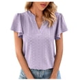 thumbnail image 1 of Birdeem Womens Spring and Summer Gold Lace Stitching V-Neck Solid Color Bottom T-Shirt Hollow Top, 1 of 11