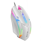 Olamtai RGB Gaming Mouse, Wired Computer Mouse, USB Port Wired Gamer Mice, Luminous Optical Mouse Plug and Play, Simple Operating Wired Mice for Large Games Office Business (White)