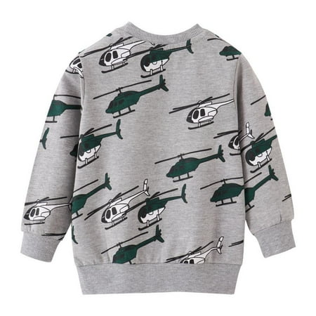 

Synpos 2-7T Autumn Spring Baby Kids Sweatshirt Cartoon Print Boy Round Neck Pullovers Long Sleeve Hoodies Top Tee Children Clothing (Gray)