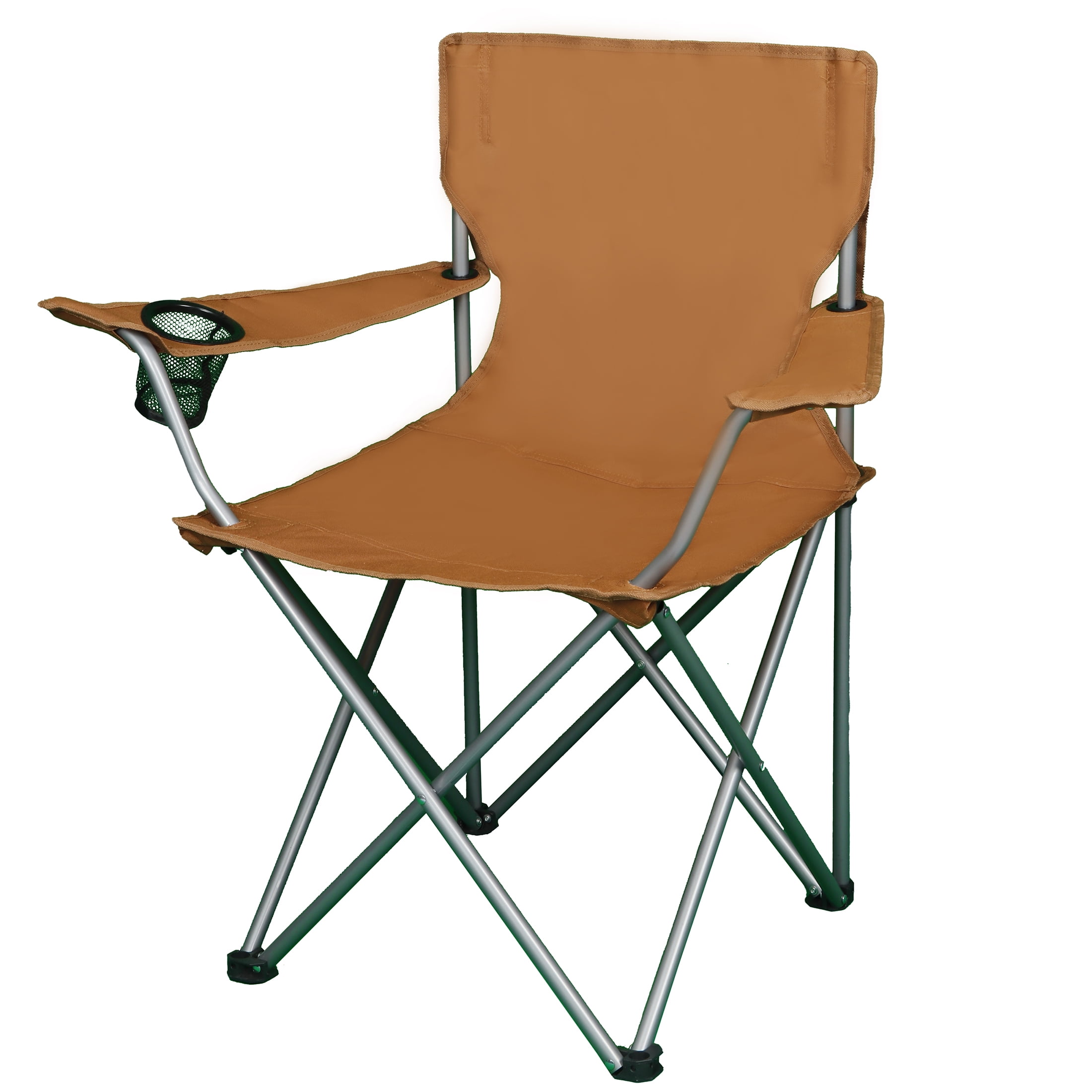 Ozark Trail Folding Camp Chair with Cup Holder – Lightweight, Portable Outdoor Chair for Camping, Tailgating & Sports – Brown