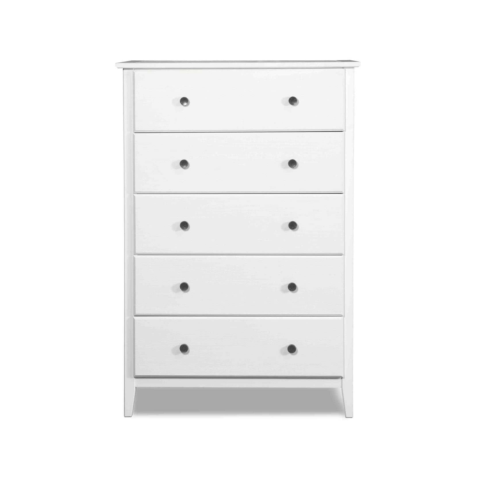 Grain Wood Furniture Greenport 5-Drawer Chest, Solid Wood with Brushed White Finish