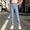 thumbnail image 2 of WERYOUNG School Uniform For Girls Elastic Waist Solid Color Straight Leg Trousers Kids Comfortable Back To School Pants 11-12 Years, 2 of 6
