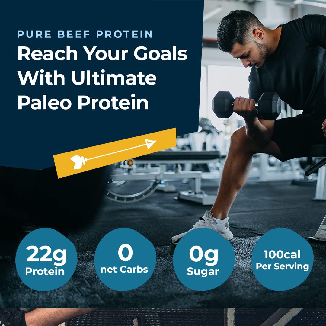 Ultimate Paleo Protein Powder | Premium Grass Fed Beef Protein with Collagen Peptides | Paleo Friendly, Gluten Free, Keto Friendly, No Artificial Sweeteners or Preservatives - Chocolate, 15 Servings
