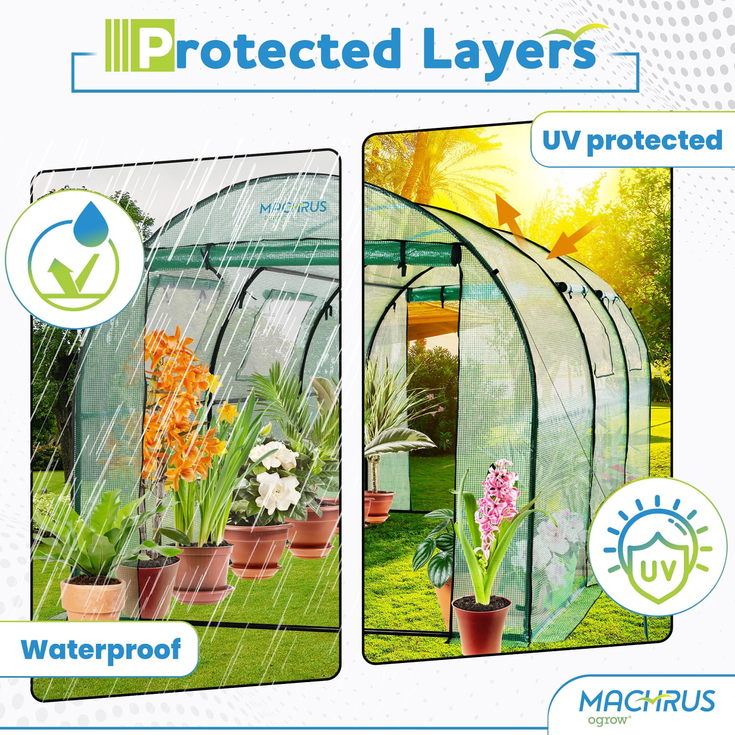 Two Door Walk-In Tunnel Greenhouse With Ventilation Windows And Steel Frame - 15' X 6' X 6'