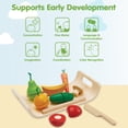thumbnail image 4 of PlanToys® Wooden Fruits & Vegetables Cutting Set | Montessori-Inspired Play Food for Toddlers | Pretend Play Kitchen Toy with Knife and Tray | Educational Fine Motor Toy, 4 of 8