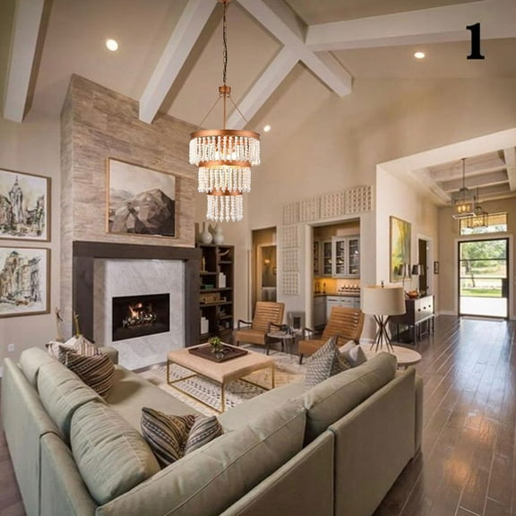 Peakora Wood Bead Chandelier Modern White 5-Light Chandelier Height Adjsutable Ceiling Light for Dining Room Kitchen Corridor