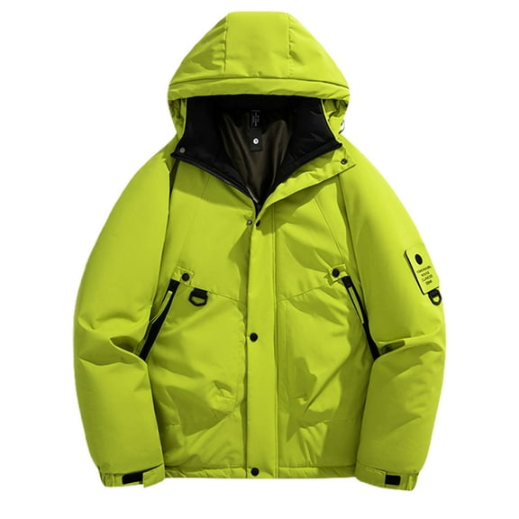 Daznico Mens Winter Jacket - Men's Winter Heavy Duty Work Jacket Warm Insulated Coat Outdoor Windproof Cold Weather Coat for Men Durable Utility Jacket -Winter Coats for Men,Color:Green,Size:S
