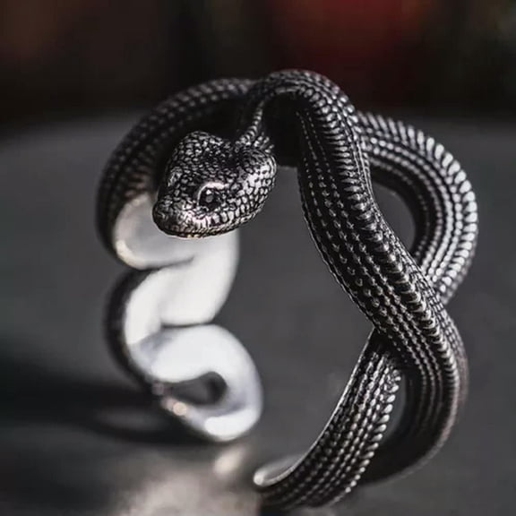 HOOUN Fashion 925 Silver Ring Snake Jewelry Gifts Women Men Party Ring Adjustable-Adjustable-#1