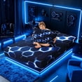thumbnail image 4 of meiyoeat Neon Honeycomb Pattern Twin Sheet Sets for Boys Girls, Geometric Hexagon Bedding, Blue, 3pcs, 1 Flat Sheet, 1 Fitted Sheet and 1 Pillowcase, 4 of 6