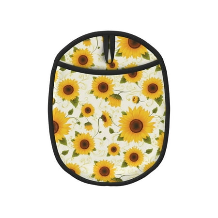 

Lukts European-style Pattern Sunflower A Print Silicone Pot Mat Mitten With Hanging Loop Heat Resistant Oven Mitts Non-Slip Bbq Baking Smoking Potholders