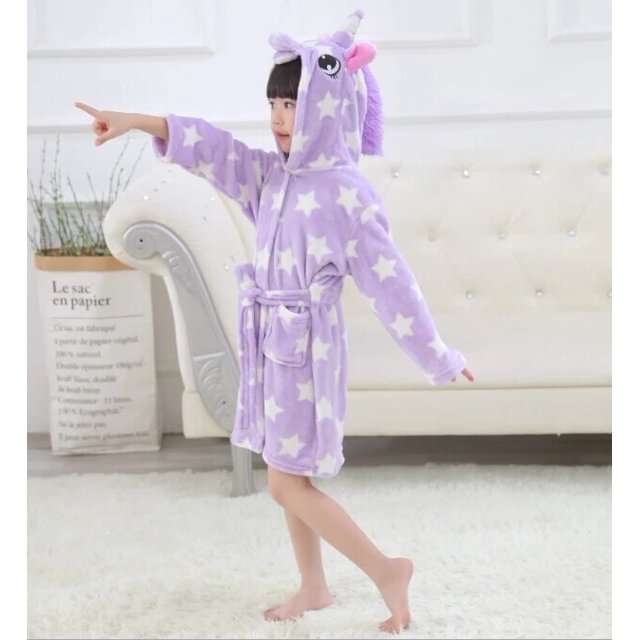Albornoces con capucha de unicornio de Navidad para niños, bata de baño de arcoíris con estrella, pijamas de animales para niños y niñas, camisón para niños, ropa de dormir para niños