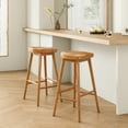 thumbnail image 5 of Farini Wood Saddle Bar Stools Set of 2, 30" Backless Barstool with Footrest for Kitchen Island, Nature, 5 of 6