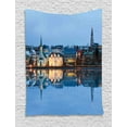 thumbnail image 1 of Iceland Tapestry, City Silhouette with Reflection on Lake Tjornin Cityscape Tranquility, Wall Hanging for Bedroom Living Room Dorm Decor, 60W X 80L Inches, Multicolor, by Ambesonne, 1 of 2