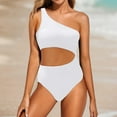 thumbnail image 2 of ANINEO Women One Shoulder 1 Piece Swimsuit For Women Bathing Suits Full Coverage Keyhole Swimwear Classic Hawaii Summer Tropical Brazilian Beachwear, 2 of 8