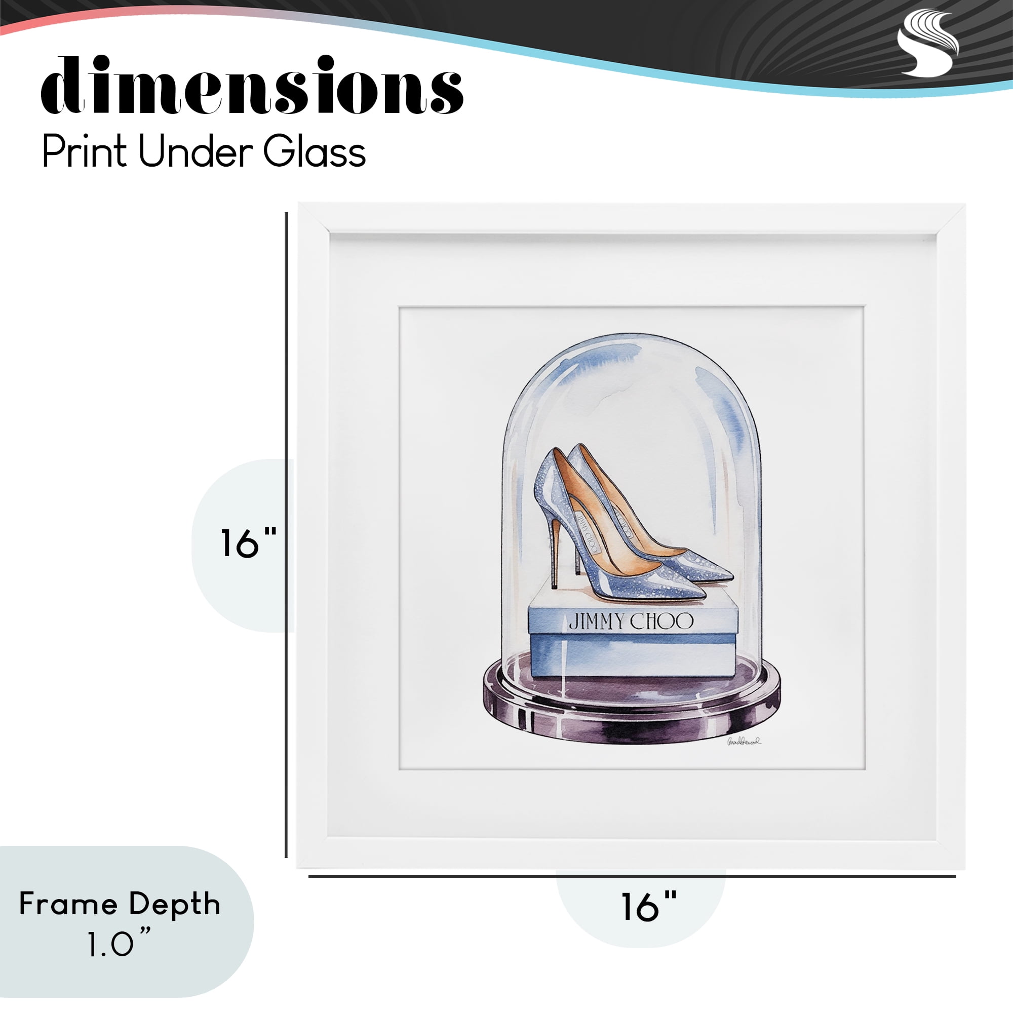 Stupell Industries Elegant Shoes in Bell Jar White Framed Print Under Glass, design by Amanda Greenwood