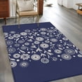 thumbnail image 2 of Japanese Area Rugs 4'x6', Washable Small Throw Rugs for Office Bathroom, Navy Blue Country Flowers Leaves Aesthetic Indoor Outdoor Rug Non-Slip Low Pile Carpet Runner Reversible Floor Mats, 2 of 8
