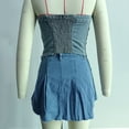 thumbnail image 6 of Women's Strapless Denim Corset Top Button Front Summer Casual Tube Top Bodycon Crop Tops 2025 Y2K Clothing, 6 of 8