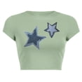 thumbnail image 3 of TSADFHJI Hauts Peplum pour Femmes Formels Mode Décontractée Imprimé Col Rond Manches Courtes Ajustés T-Shirts S Vert, 3 of 4