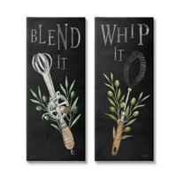 Stupell Industries Vintage Utensil Phrases Botanical & Floral Painting Gallery Wrapped Canvas Art Print Wall Art, 13 x 30, Set of 2
