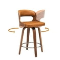 thumbnail image 6 of Dycanpo 26”Bar Stools Swivel, Wood Counter Height Bar Stools Set of 4 for Kitchen Island, Brown, 6 of 6